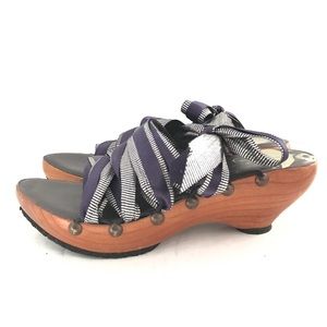 Mohop Wood Wedge Sandals Size 8-Handmade Chicago, 8 Ribbons, Sustainable
